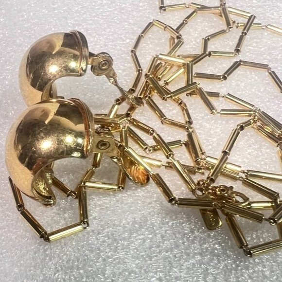 Monet MCM Gold-Tone 56" Tubular Chain Necklace & Matching Clip-On Ball Earrings - Picture 7 of 13